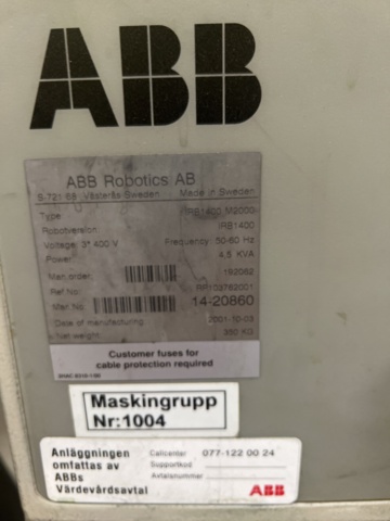 1069656-10 ABB IRB 1400 M2000 Robot