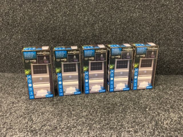1128640-2 5 solar powered LED wall lamps with sensors
