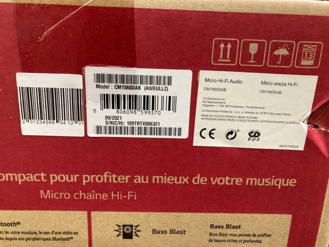 1164812-4 Micro Hi-Fi sound system LG CM1560DAB