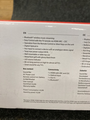 1167369-4 Soundbar Sharp HT-SB95, 2.0, 40W