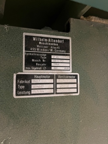 1028262-21 Circular saw, Wilhelm Altendorf F 45, 1984