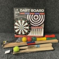 1171437-1 Dart board, fireball set & croquet game