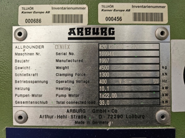 1170945-7 Injection molding machine Arburg Allrounder 420C 1300-350 - 1997
