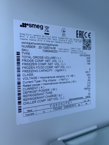 1134477-14 Smeg 4 door white Fridge/freezer