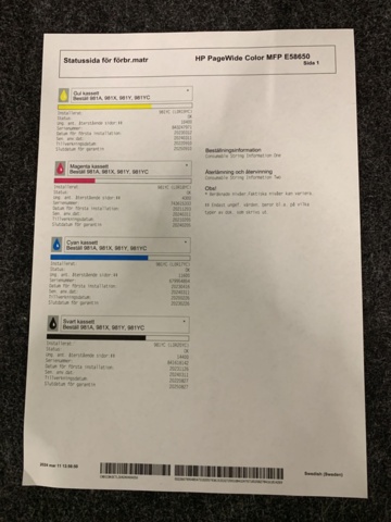 1172007-15 Printer HP PageWide Managed Color MFP E58650