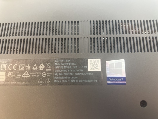 1164208-7 Laptop Lenovo V15-ADA 82C7 Ryzen 3