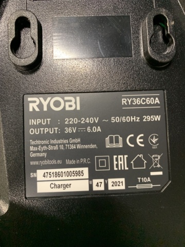 1177280-4 Quick charger Ryobi RY36C60A 36V