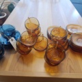 1129952-1 Coffee / Tea cups Vereco France in blue and amber