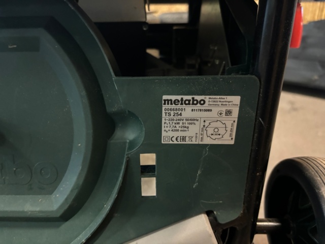 1069708-6 Metabo Table saw TS 254 with stand and wheels