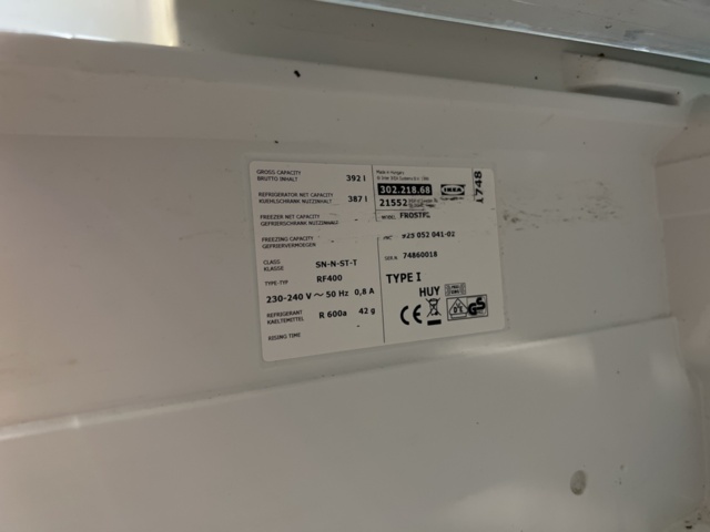 1154255-5 Refrigerator 387 Liters - IKEA FROSTFRI