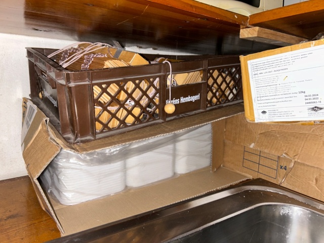 1144223-7 Storage room with various restaurant equipment