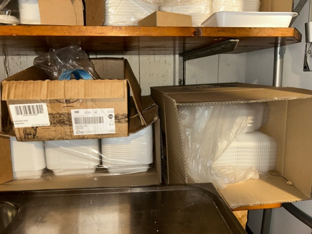 1144223-9 Storage room with various restaurant equipment