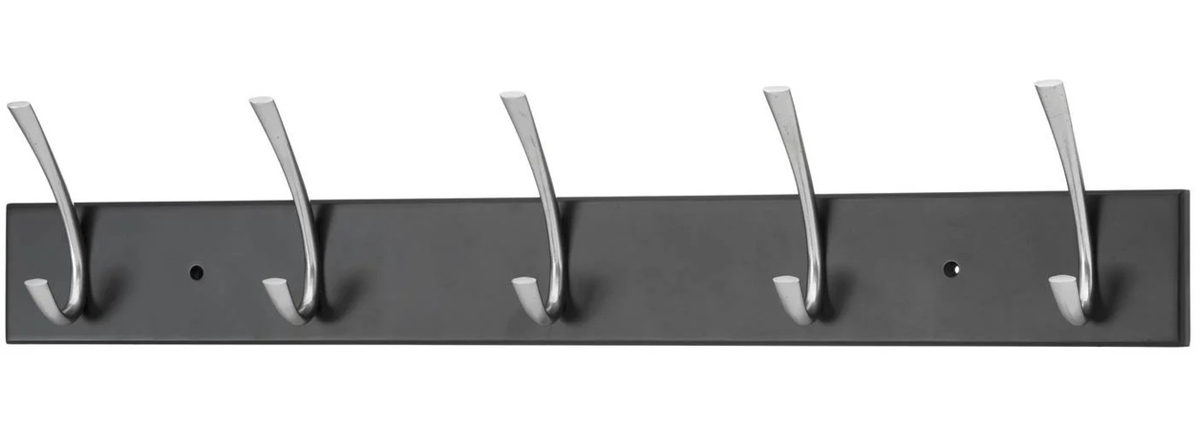 1182787-1 5 pcs Structural hook strip balder 5-hook, wood black/chrome - Shipping included