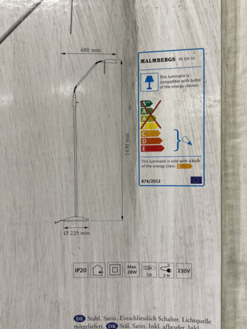 1184427-3 Golvlampa Malmbergs Reno