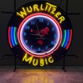 1185758-1 New Wurlitzer music neon with built-in clock 70x70 cm