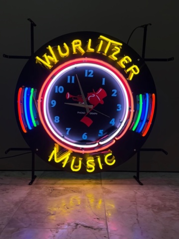 1185758-1 New Wurlitzer music neon with built-in clock 70x70 cm