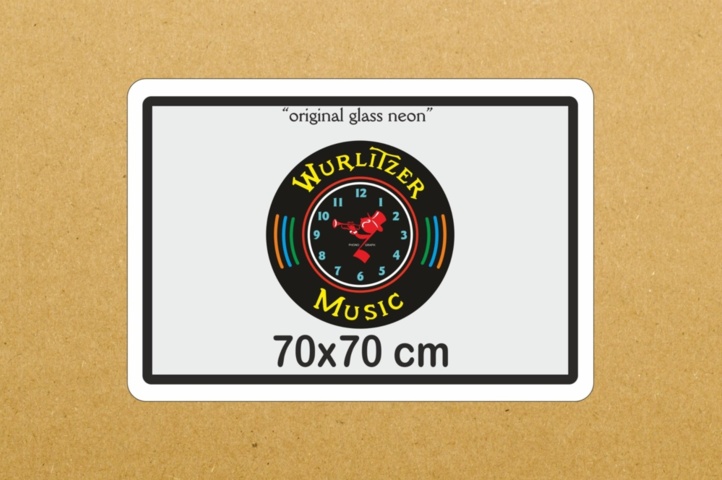 1185758-3 New Wurlitzer music neon with built-in clock 70x70 cm