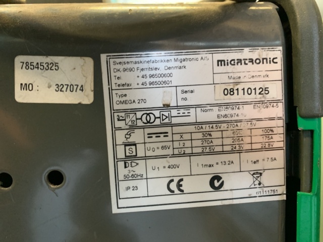 1068101-5 MIG welding Migatronic Omega 270