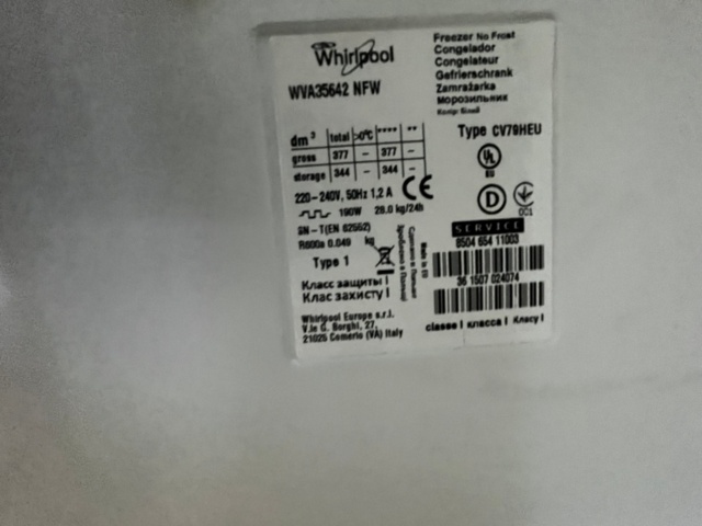 1145156-5 Freezer, Whirlpool WVA35642