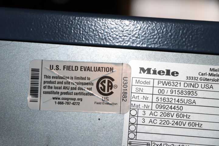 1189406-15 Miele PW6321 Pretreatment washing machine with power converter