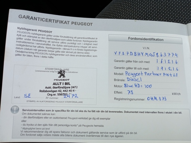 1009616-9 Peugeot Partner Van Increased Payload 1.6 BlueHDi EGS, 99hp, 2016