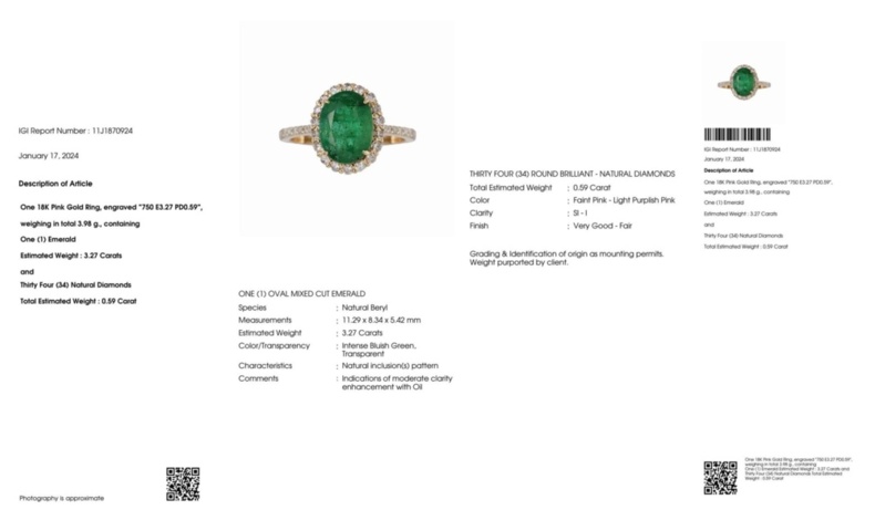 1193138-8 Ring 18K Gold with Emerald and Diamonds
