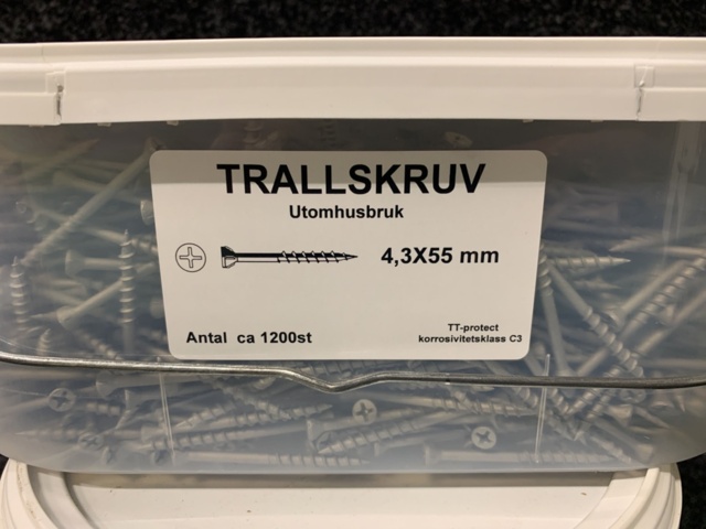 1200950-2 2 st Förpackningar Trallskruv 4.3x55 mm & 4.8x75 mm