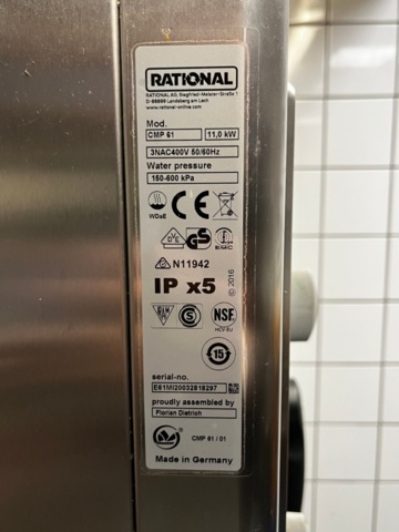 1145349-9 Combi oven, Rational CombiMaster Plus 61