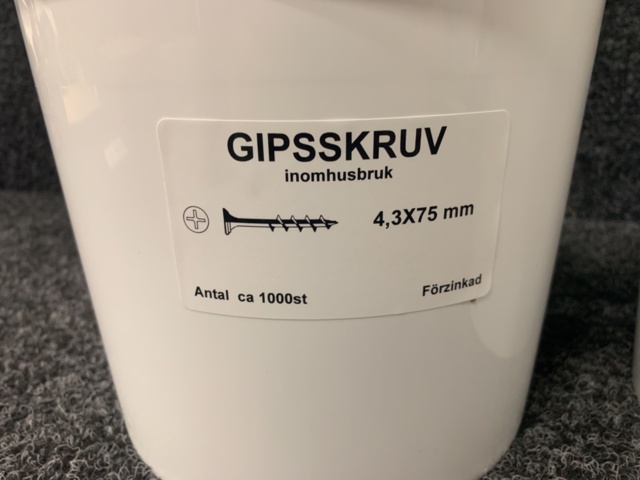 1201074-2 2 buckets Plaster screw 4.3x75 mm