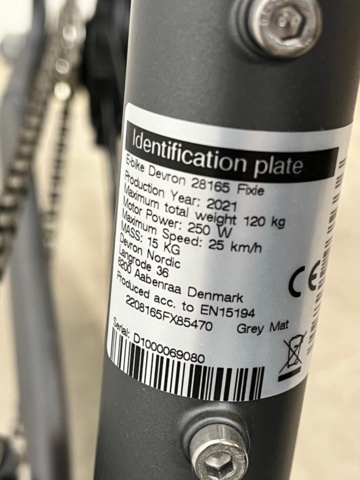 1202058-15 Electric bike Devron 25165 e-Fixie - 0-speed Grey