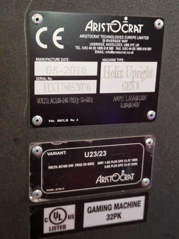 1150291-7 Slot machines 8pcs - Aristocrat Helix Upright Gen 8 NOTE! No game installed