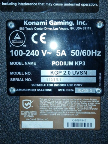 1150303-7 Slot machines 3 pcs - Konami Gaming KGP 2.0 UVSN