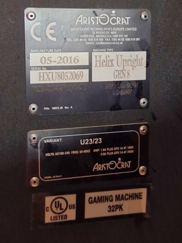 1150291-19 Slot machines 8pcs - Aristocrat Helix Upright Gen 8 NOTE! No game installed