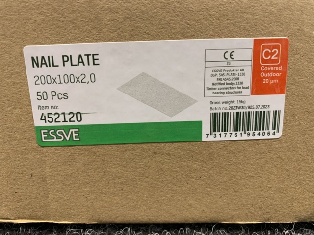 1203933-2 50 st Hålplattor Essve 200x100x2,0 mm