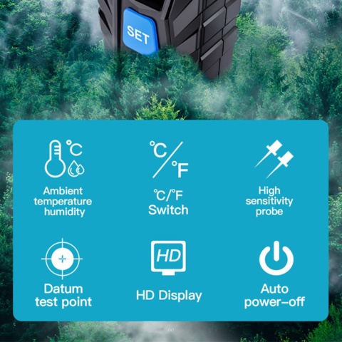 1204598-9 Tångamperemeter + fuktdetektor + kontaktfri termometer, + elektroniskt vattenpass - Frakt ingår