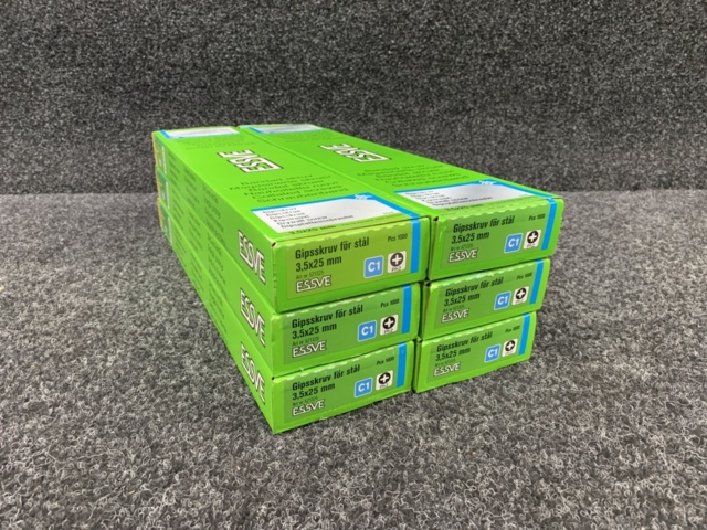 1204406-1 6 st Förpackningar bandad gipsskruv för stål 3,5x25 mm, Essve