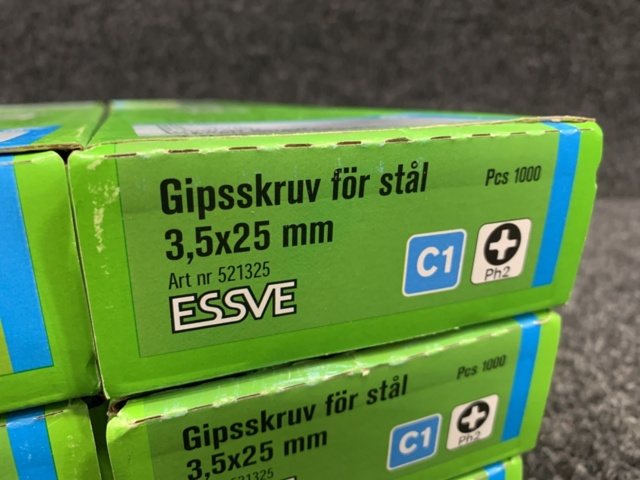 1204406-2 6 st Förpackningar bandad gipsskruv för stål 3,5x25 mm, Essve