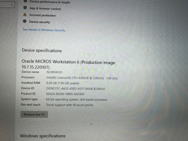 1145393-5 POS system, Micros Oracle Workstation 6