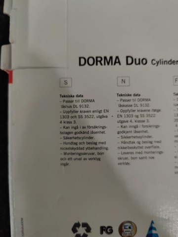 1204979-5 Cylinder & accessory kit Dorma Duo, Brass