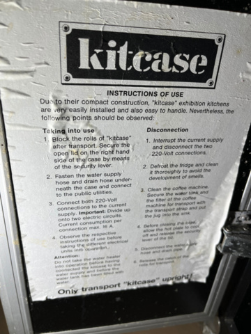 1194268-7 Mobile kitchen with hotplates, fridge, tap and sink as well as water heater