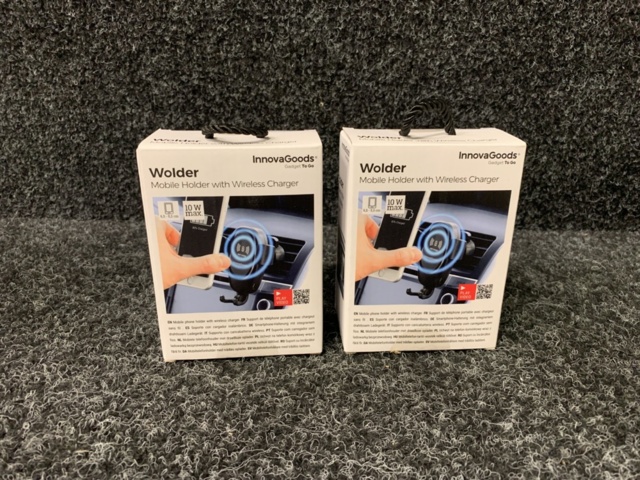 1207721-2 2 mobile phone holders with fast wireless charger (Qi)