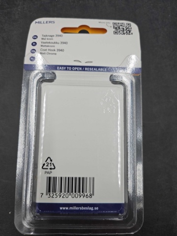 1207856-2 31 st 2-pack Millers klädkrok, 39 mm  - Frakt ingår