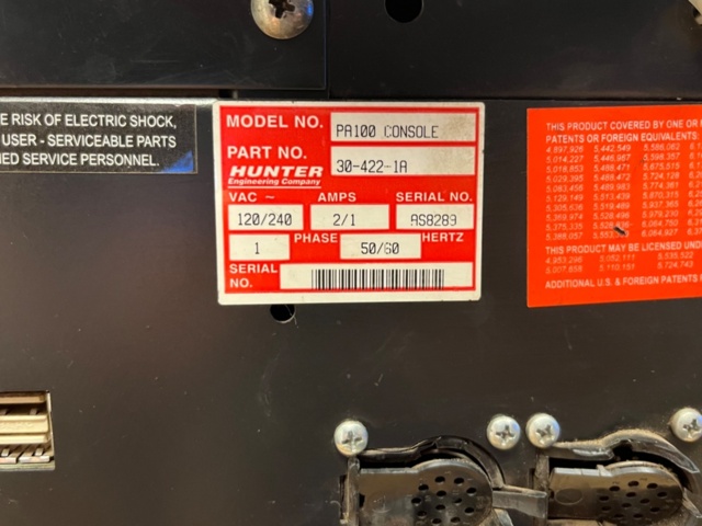 1208354-13 Wheel alignment machine, Hunter PA130