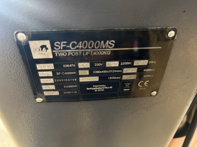 1178587-6 2-pillar lift 4000 kg - Pela Tools SF-C4000MS -2020