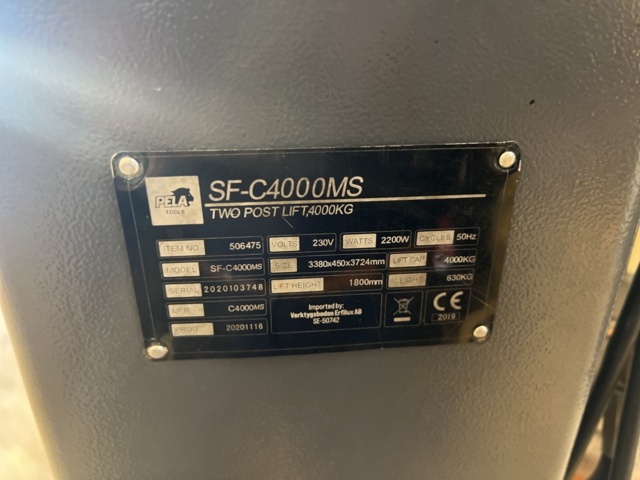 1178587-7 2-pillar lift 4000 kg - Pela Tools SF-C4000MS -2020