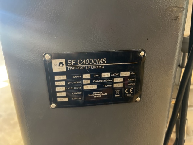 1178587-8 2-pillar lift 4000 kg - Pela Tools SF-C4000MS -2020