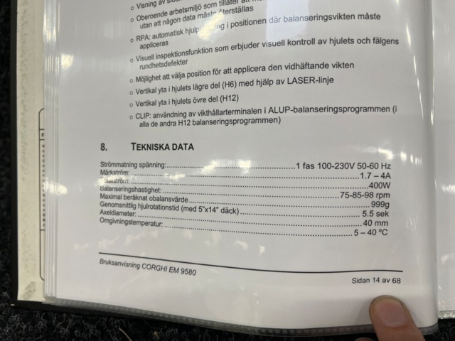 1208650-34 Tire balancing machine Corghi EM 9508-C PLUS