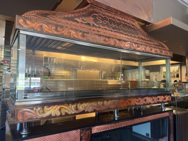 1144489-6 Charcoal grill with display & cooling bench