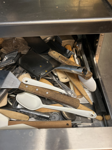 1144462-3 Silko stainless steel storage box with work surface and various contents