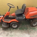 1137496-2 Husqvarna R13C riding mower with trailer